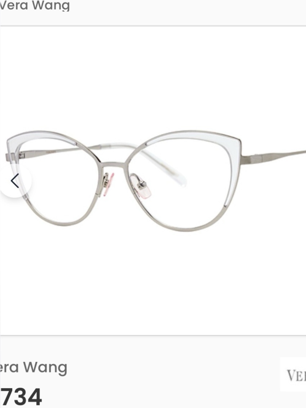 Vera Wang Silver Metal Cat-Eye Eyeglasses